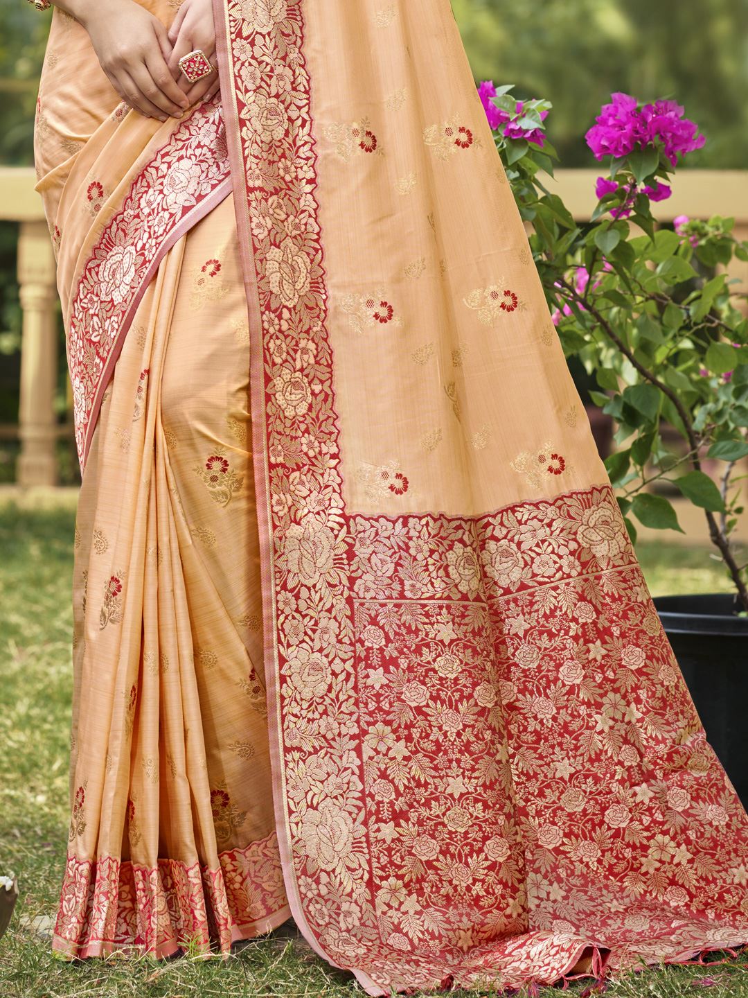 Golden Color Classic Banarasi Silk Saree