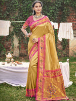 Golden Yellow Color Classic Paithani Silk Saree