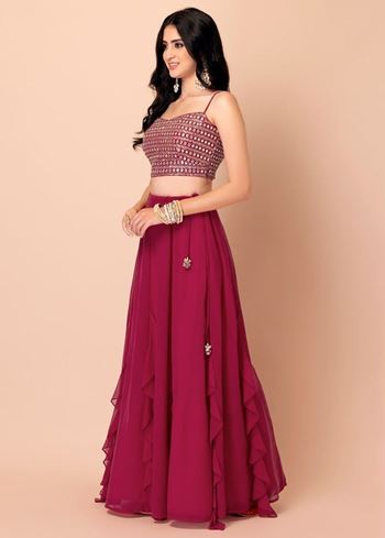 Gorgeous Pink Georgette Reception Wear Lehenga Choli With Dupatta