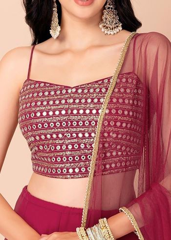 Gorgeous Pink Georgette Reception Wear Lehenga Choli With Dupatta
