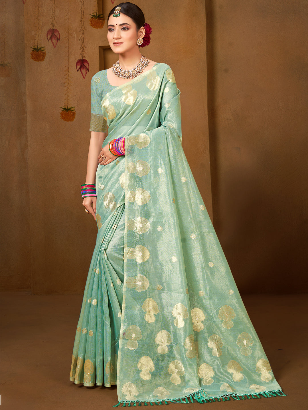 Gorgeous Sea Green Munga kota Festival Saree for Women