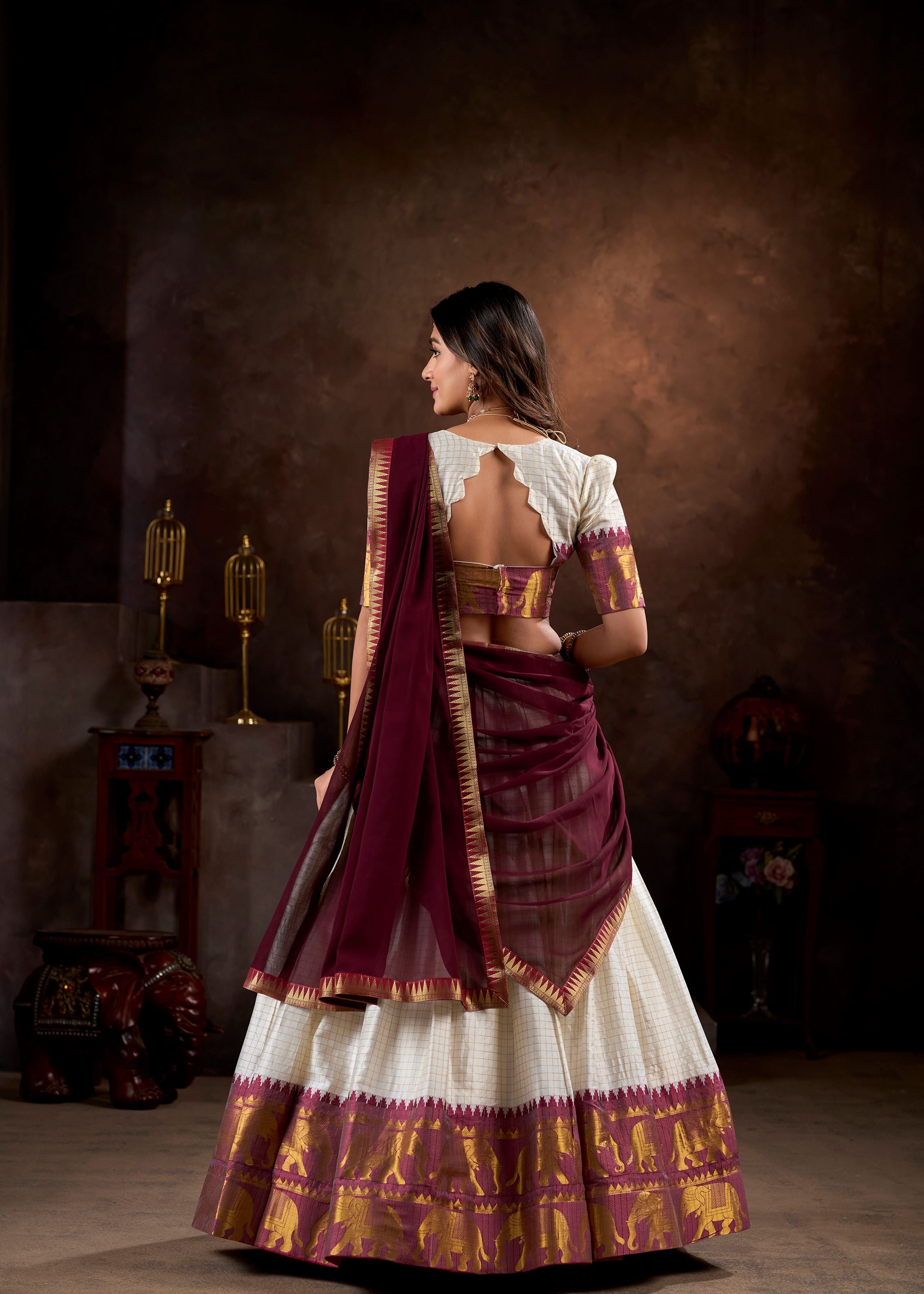Grace In Every Thread White Poly Cotton Lehenga With Zari Weaving Magic