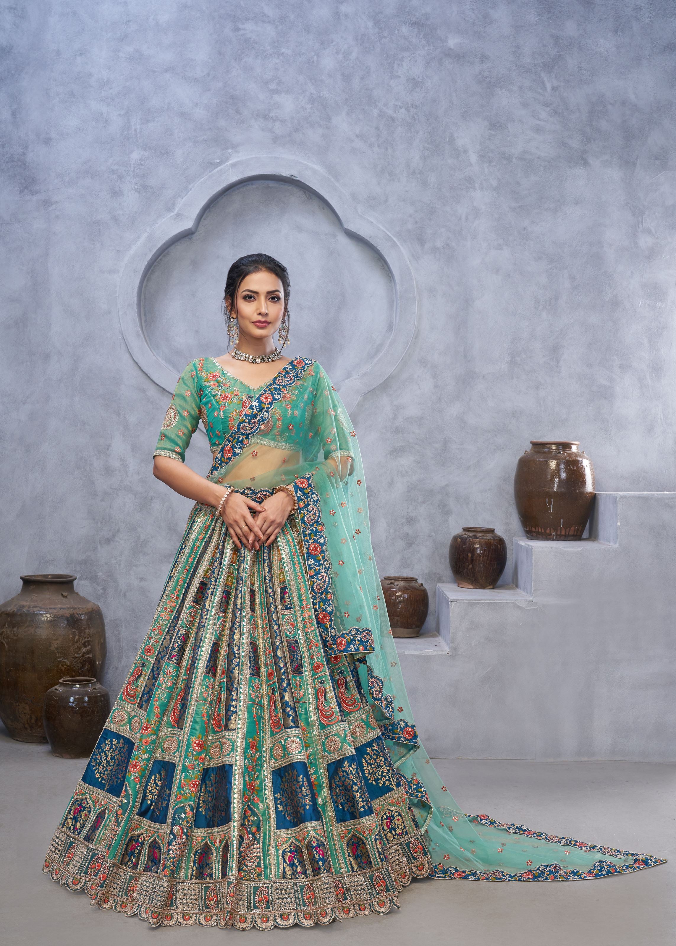 Graceful Green Lehenga Choli Embedded By Thread And Sequin Work