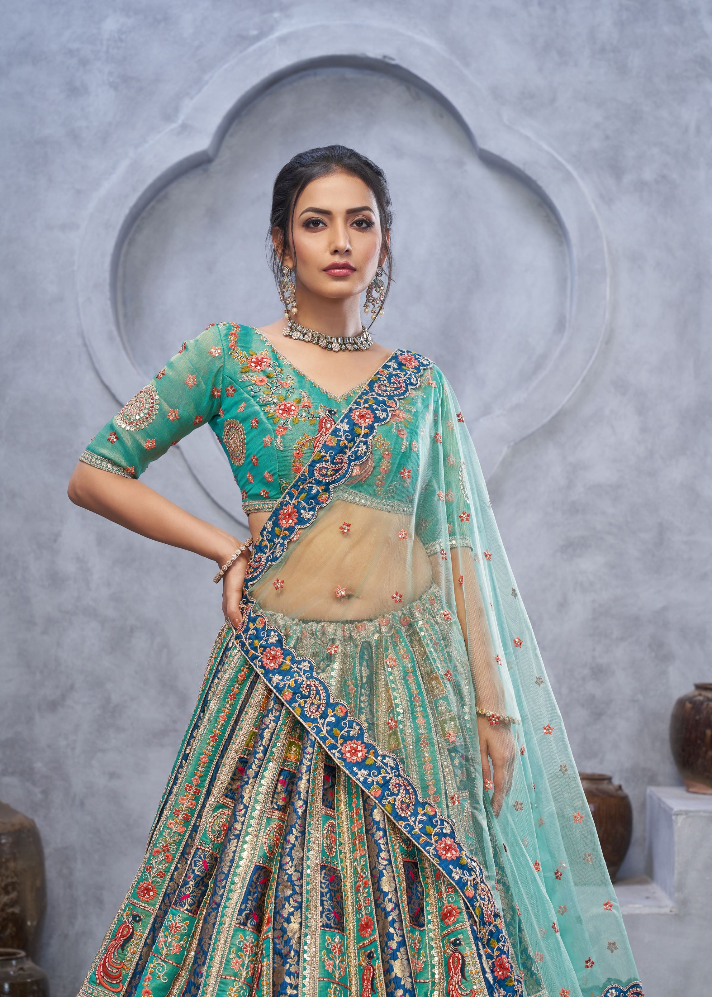 Graceful Green Lehenga Choli Embedded By Thread And Sequin Work
