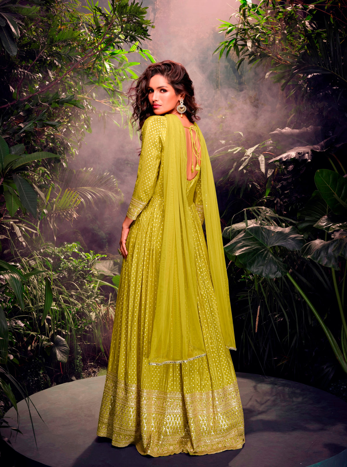 Green Anarkali Suit With Heavy Embroidery Work