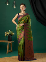 Green Banarasi Silk Woven Jari Designer Heavy And Ethnic Partywear Saree