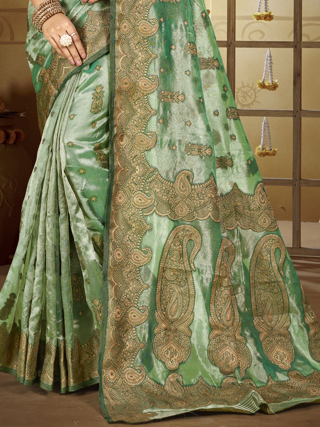 Green Color Festive Wear Silk Saree