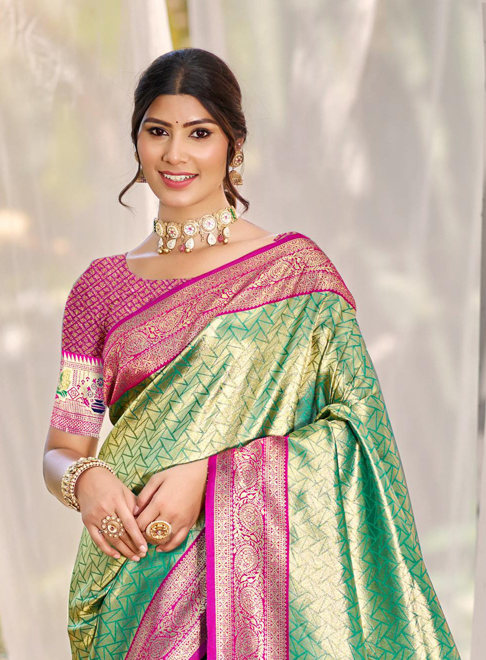 Green Color Kanjivaram Silk Saree With Effortless Style and Everyday Grace