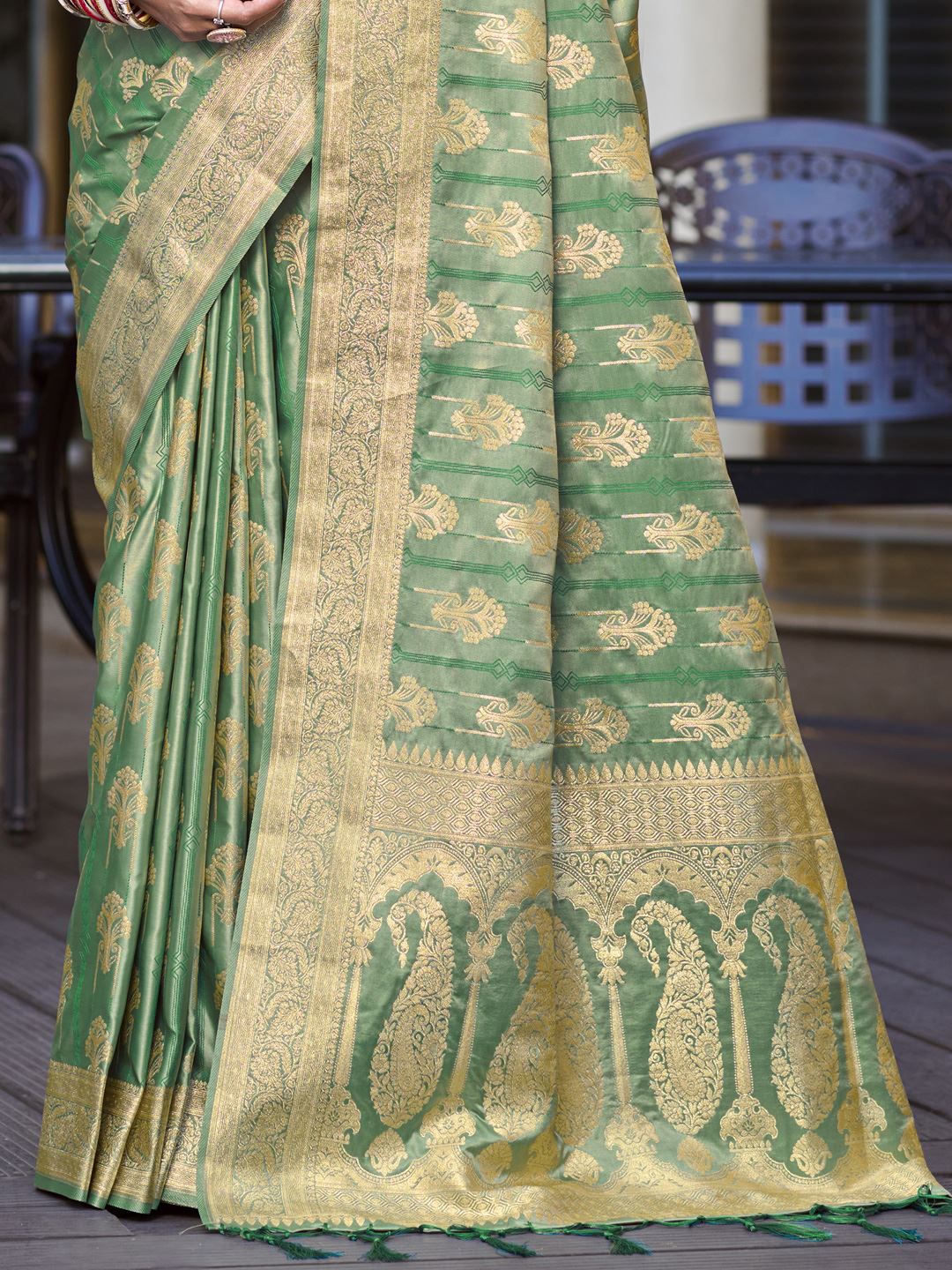 Green Color Satin Silk Classic Saree