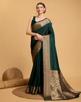 Green Colour Beautiful Soft Silk Saree With Zari Woven Designer