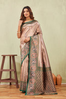 Green Gajri Banarasi Silk Saree with Rich Pallu & Elegant Jacquard Jari Work