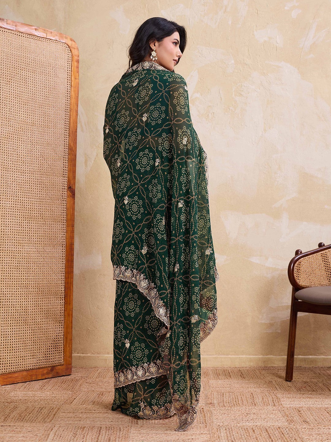 Green Georgette Saree With Printed Elegant Designer Saree