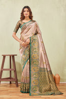 Green Gold Banarasi Silk Saree with Rich Pallu & Elegant Jacquard Jari Work