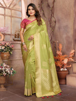 Green Graceful Soft Silk Saree With Woven Zari Work