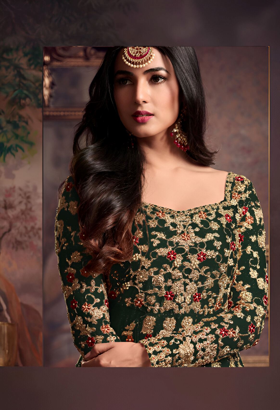 Green Heavy Designer Suit With Heavy Embroidery Work