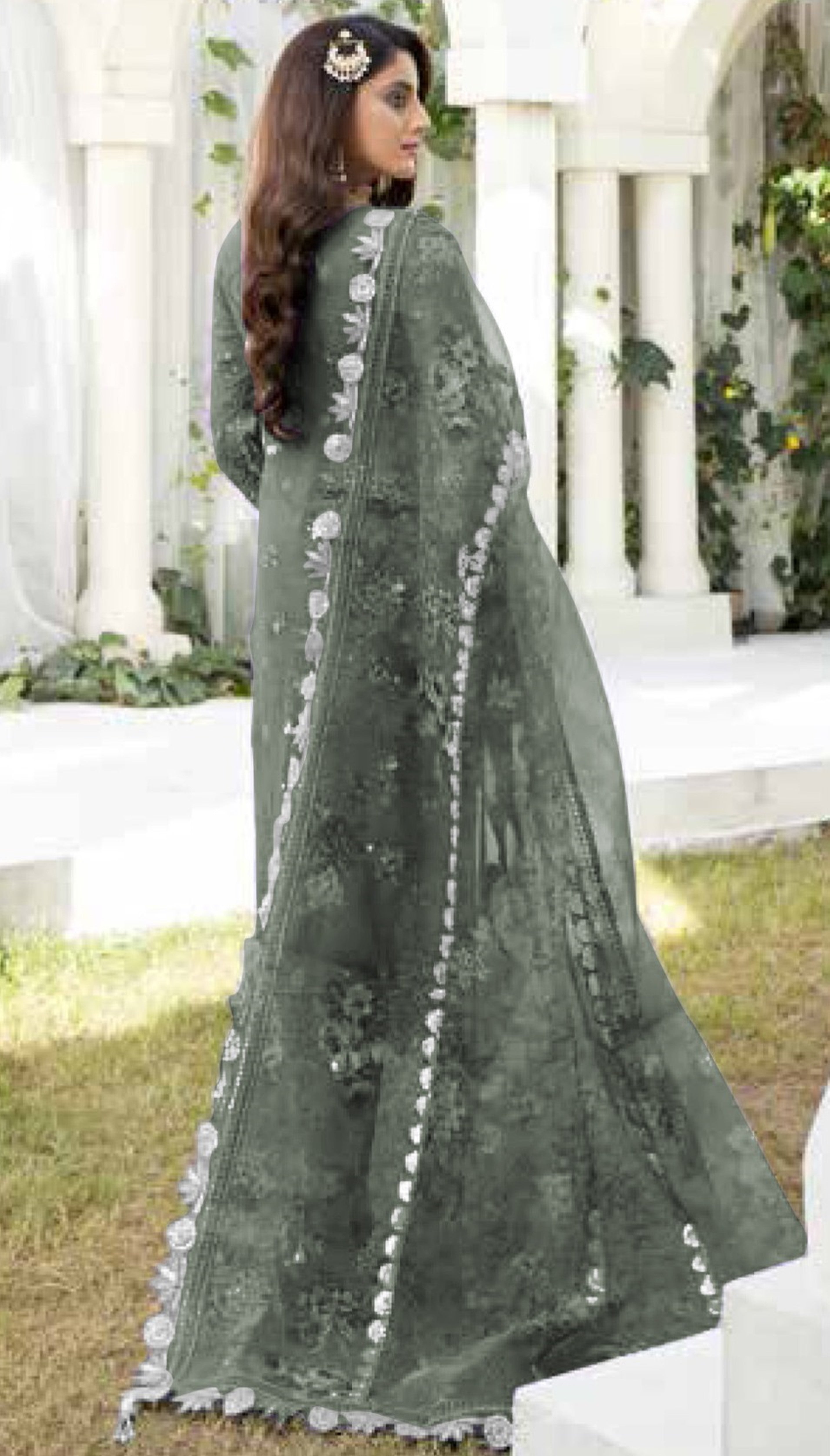 Green Heavy Designer Suit With Heavy Embroidery Work