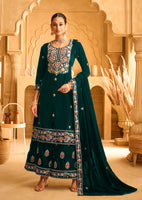 Green Heavy Designer Suit With Heavy Embroidery Work