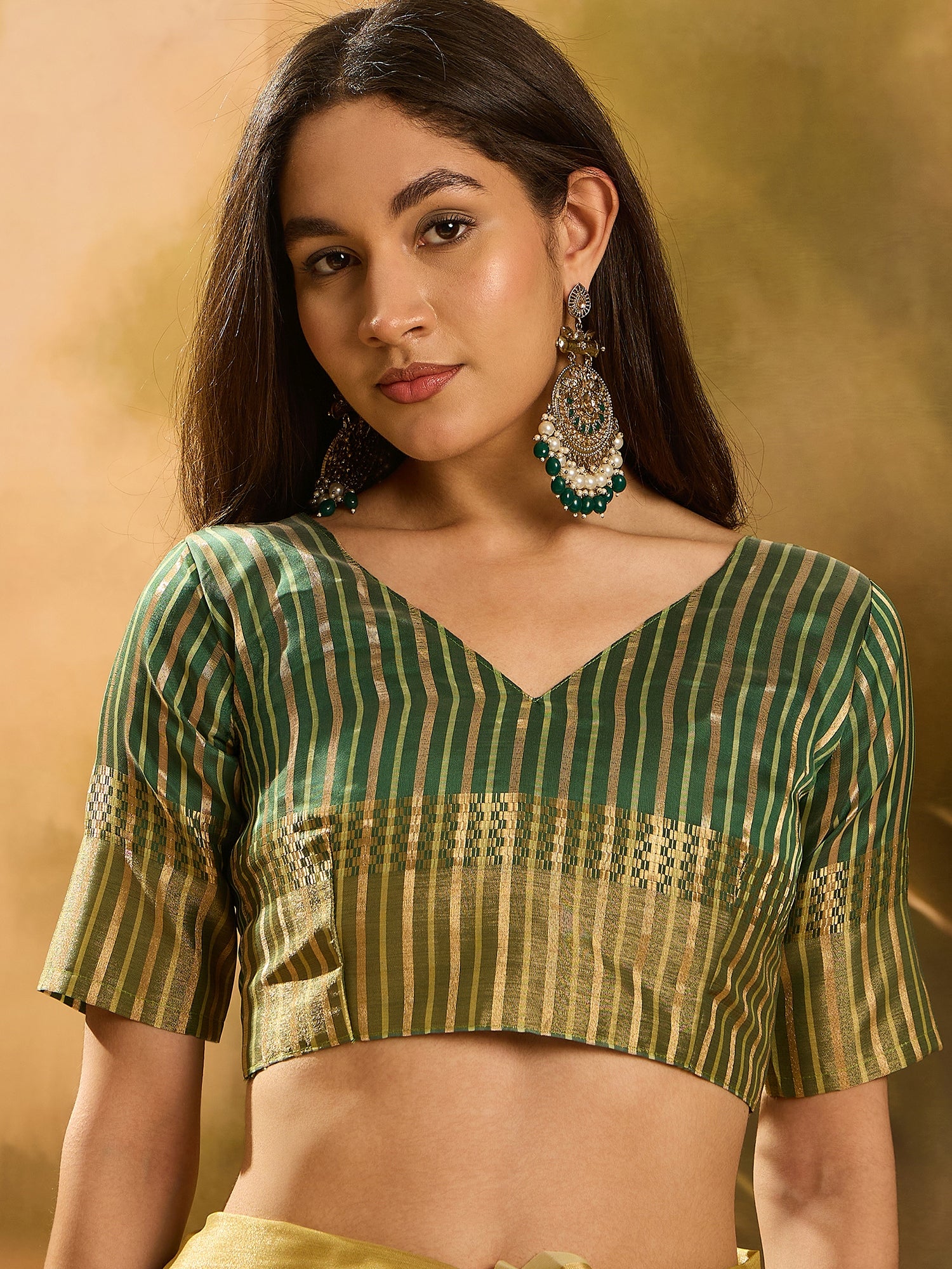 Green Khadi Organza Woven Jacquard Designer Ethnic Partywear Saree