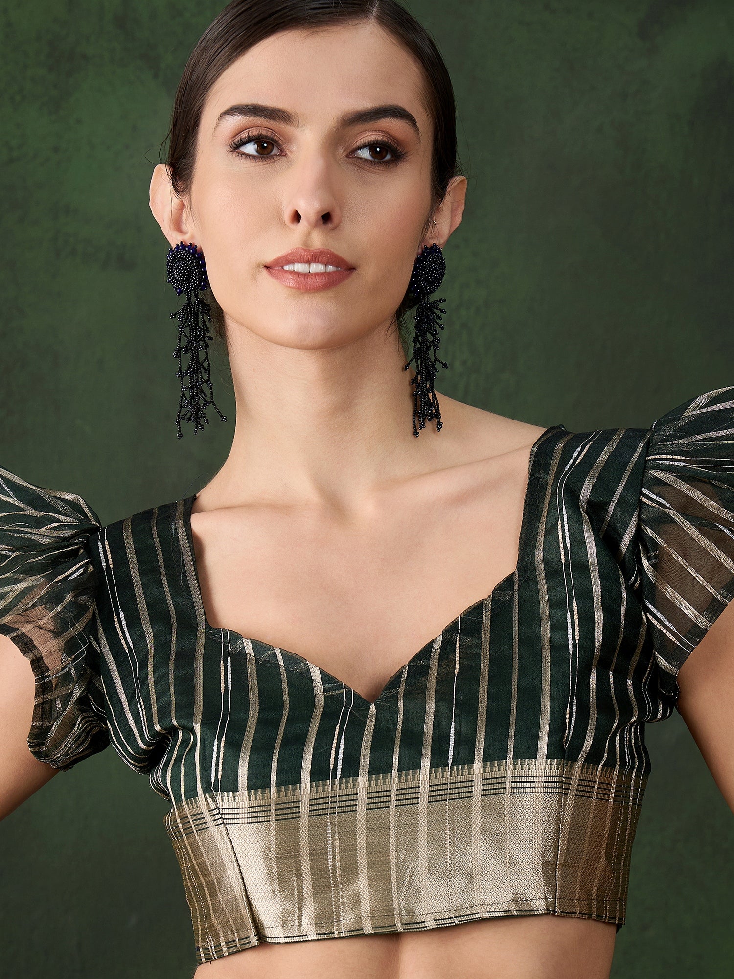 Green Khadi Organza Woven Jacquard Designer Graceful Traditional Saree