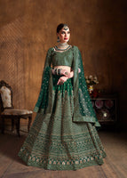 Green Lehenga Choli With Zari And Glitter Sequins Embroidery