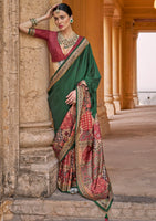 Green PV Silk Saree with Ajrakh Print and Croma Finish