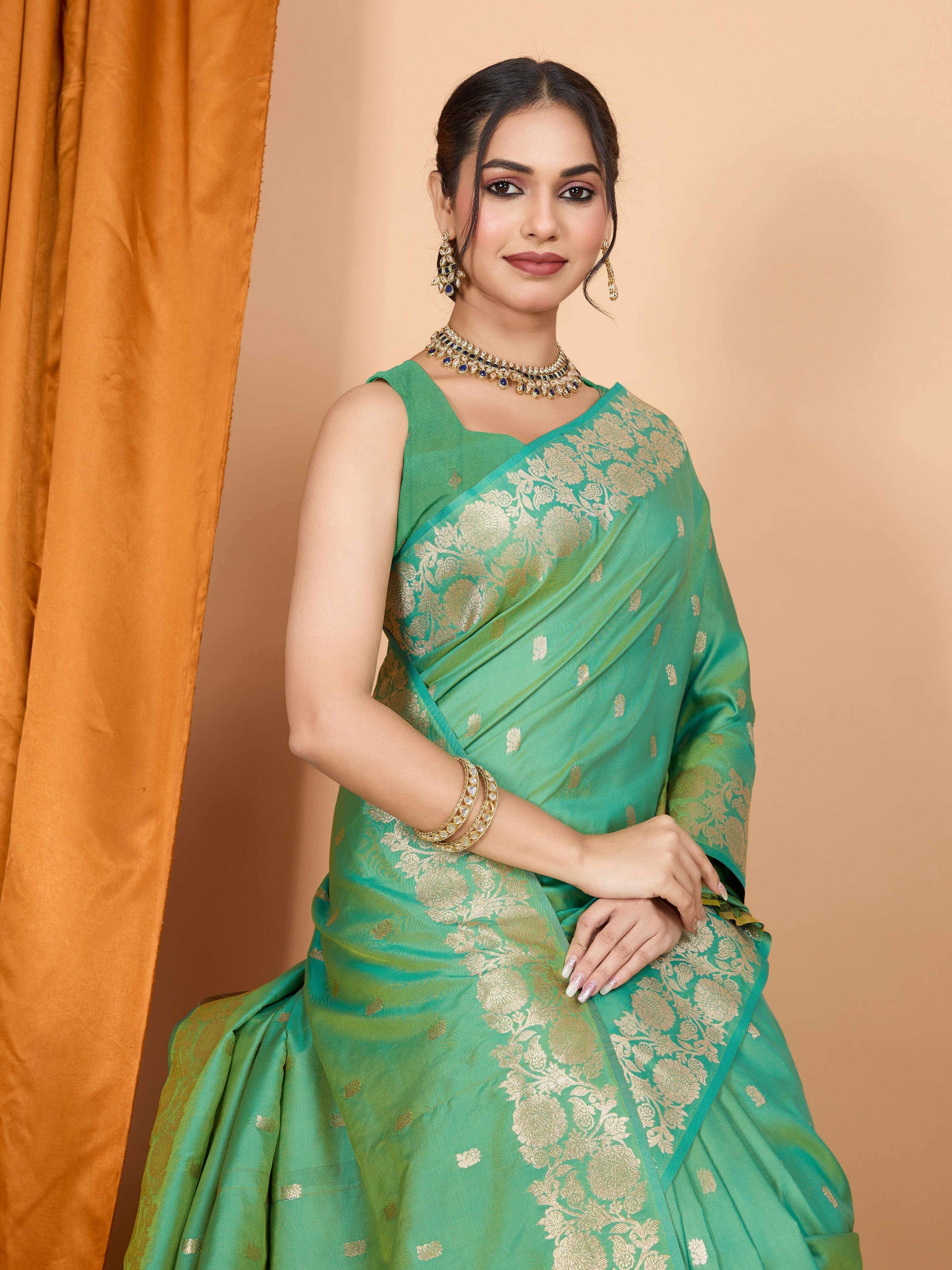 Green Rich Woven Jari Designer Banarasi Silk Saree