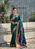Green Silk Blend Vitthala God Paithani Silk Saree