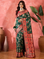 Green Silk Woven Designer Partywear Ethnic Silk Saree