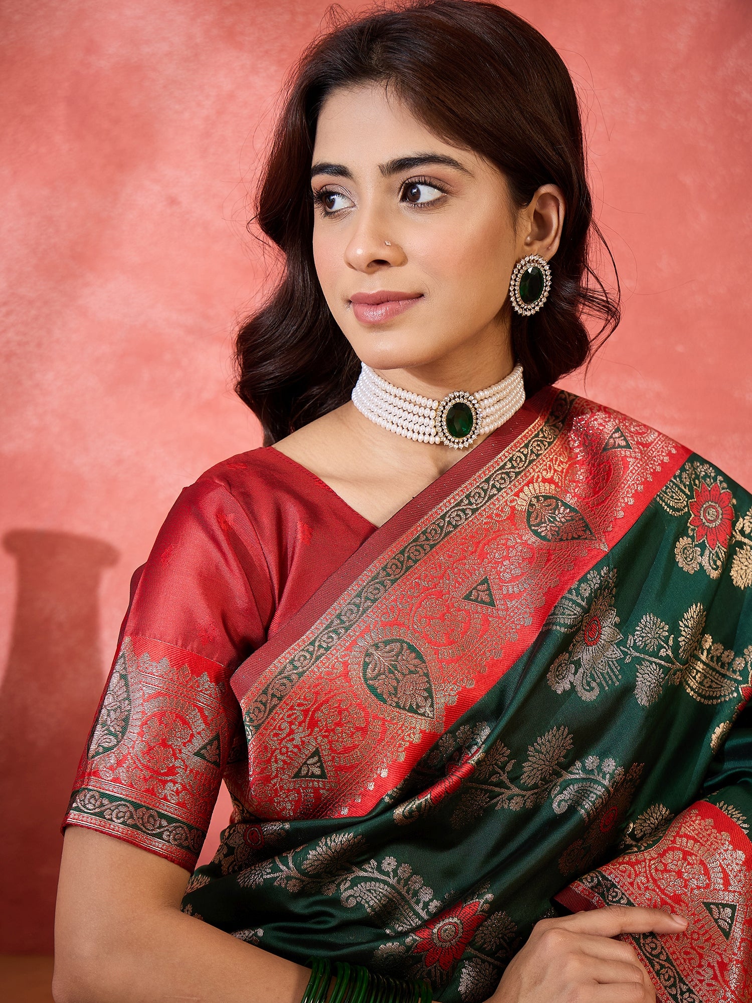 Green Silk Woven Designer Partywear Ethnic Silk Saree