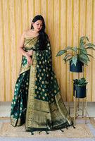 Green Woven Jari Designer Gimichu Silk Partywear Saree