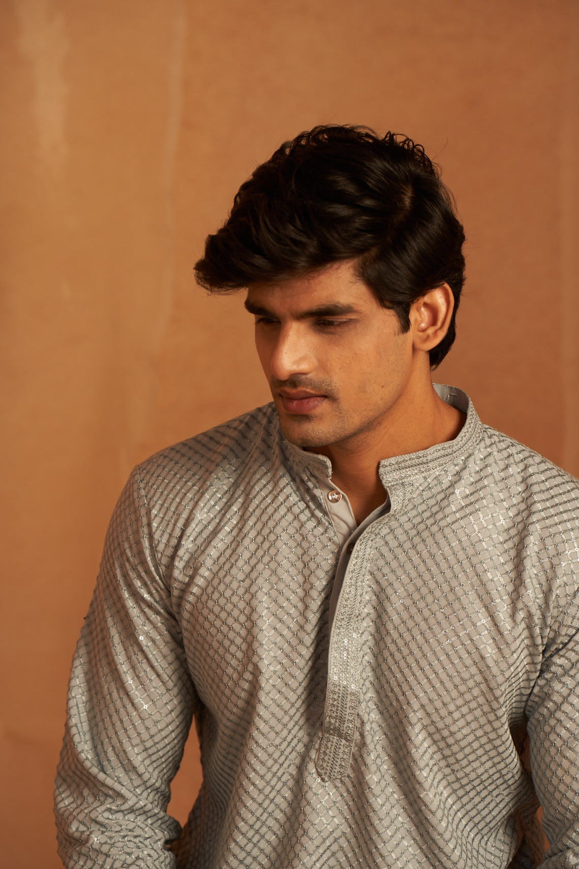 Grey Color Viscose Kurta Payjama with Fine Chikankari Detailing – Subtle and Classy