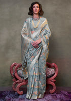 Grey  Cotton Saree With  Jacquard Woven Work