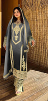 Grey Heavy Designer Suit With Heavy Embroidery Work