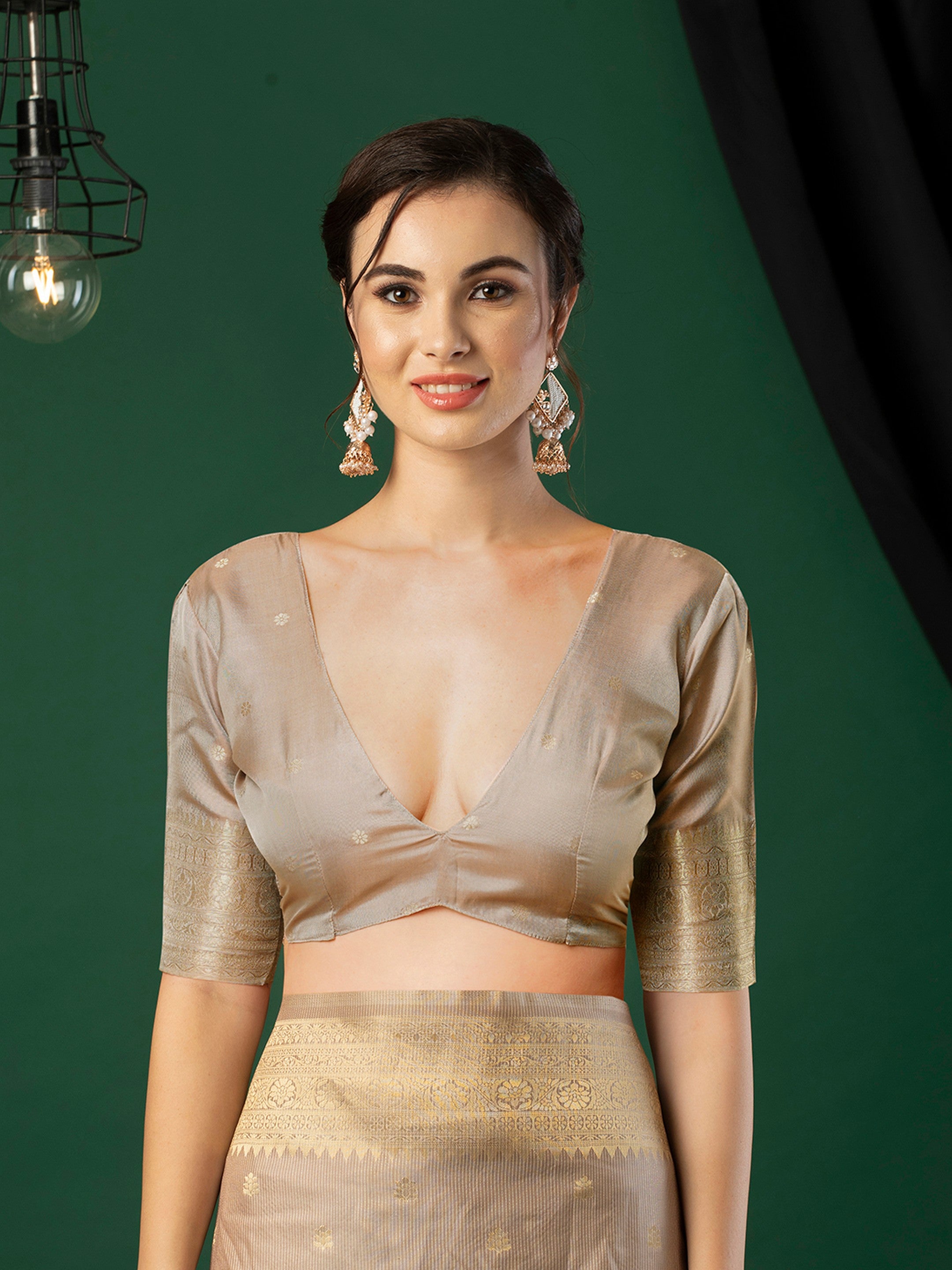 Grey Nylon Banarasi Woven Jacquard Designer Ethnic Indian Traditional Look Saree