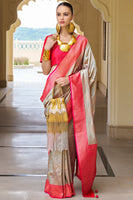 Grey Saree With Jacquard Woven Work