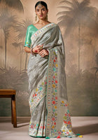 Grey Silk Saree With  Jacquard Woven