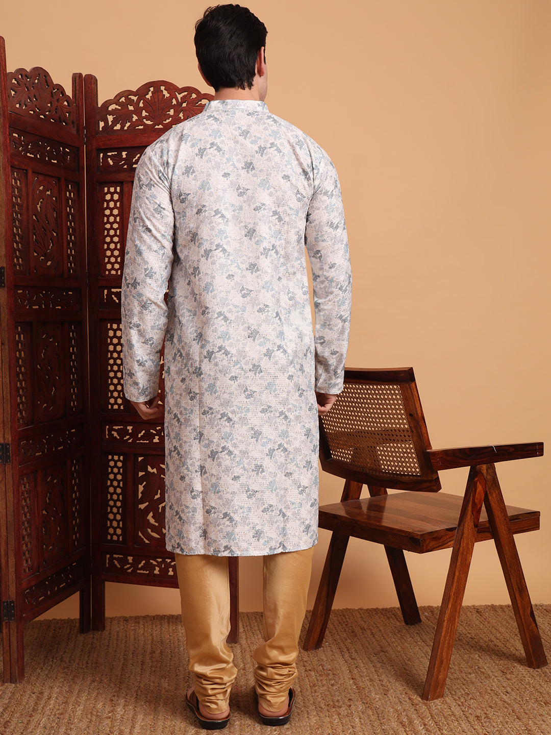 Grey Smart Printed Festive Wear Kurta