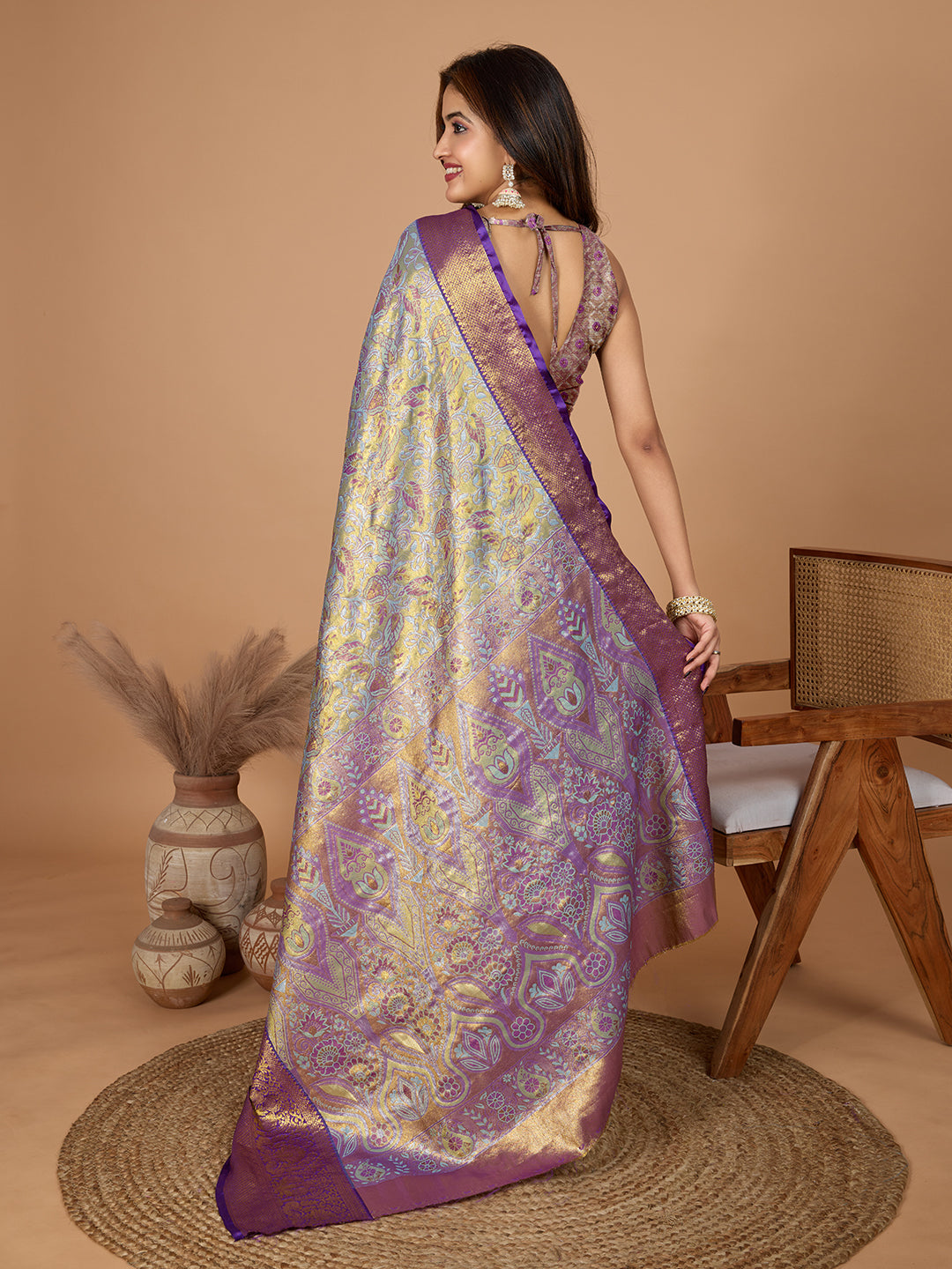 Grey Soft Silk Heavy Woven Jari Designer Adorable Ethnic Saree