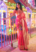 HotPink Banarasi Silk Saree With  Jacquard Woven Work