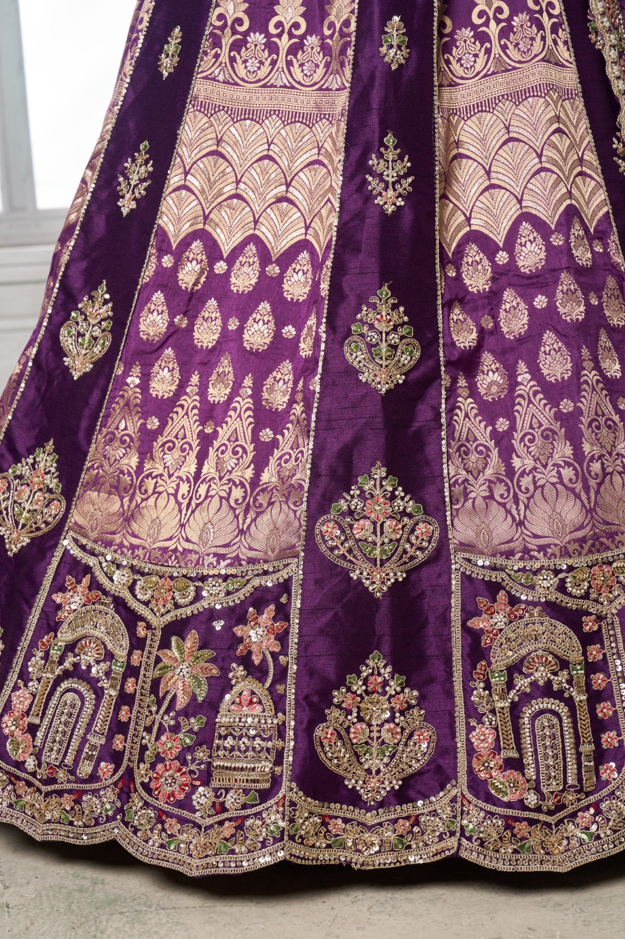 Imperial Purple Raw Silk Handcrafted Bridal Lehenga Choli