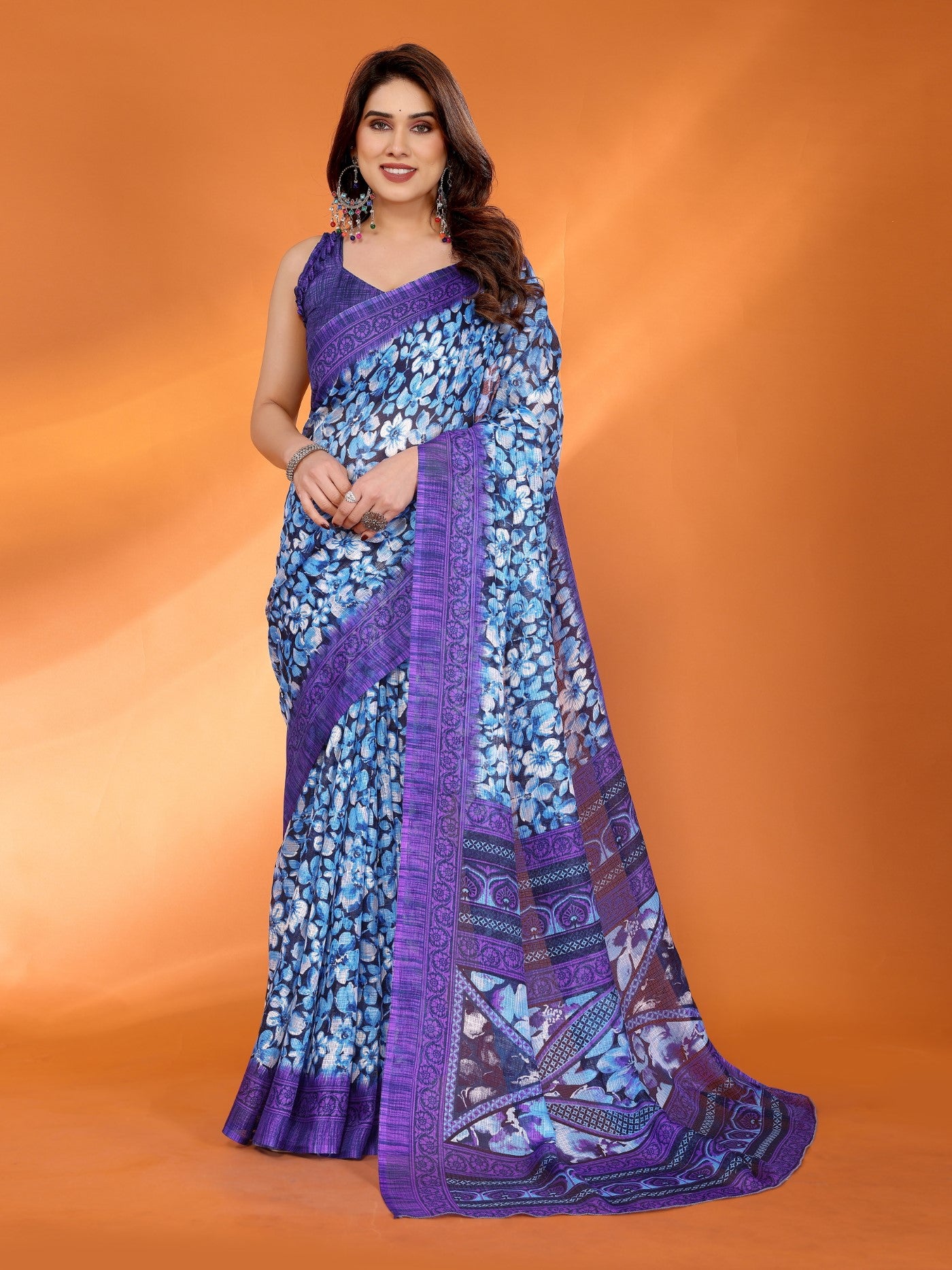 Jamun Kota Doriya Saree With Traditional Printed Design