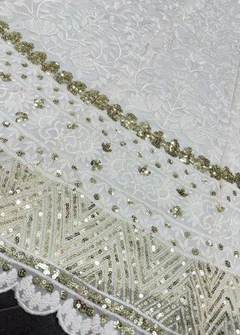 Kiara Advani Inspired White Embroidered Georgette Bridal Lehenga Choli