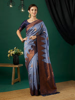 Lavender Banarasi Silk Woven Jari Designer Heavy And Ethnic Partywear Saree