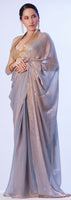 Lavender Beautiful Satin Gold Organza Solid Designer Bollywood Party Saree