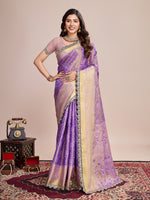 Lavender Beautiful Soft Silk Woven Jari Designer Saree