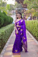 Lavender Beautiful Woven Jari Nandi Designer Moonga Silk Saree