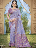 Lavender Color Classic Banarasi Silk Saree