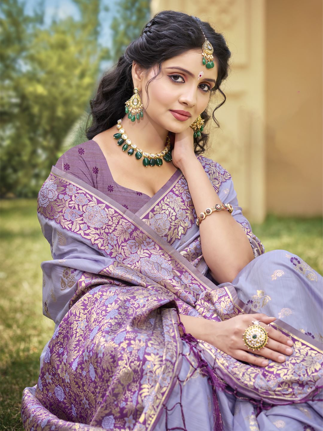 Lavender Color Classic Banarasi Silk Saree