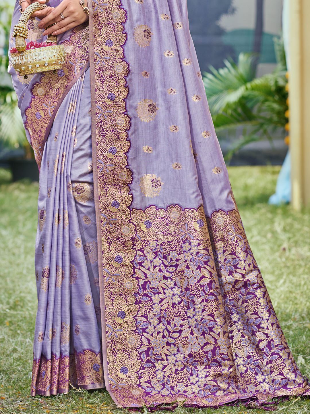 Lavender Color Classic Banarasi Silk Saree