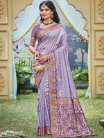 Lavender Color Classic Banarasi Silk Saree